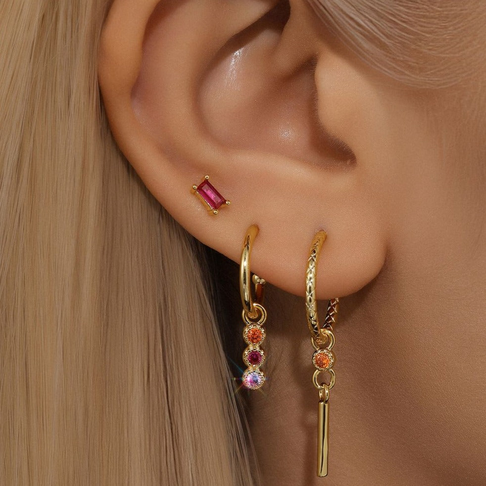 Horae S925 Colorful Stone 3-piece Earrings