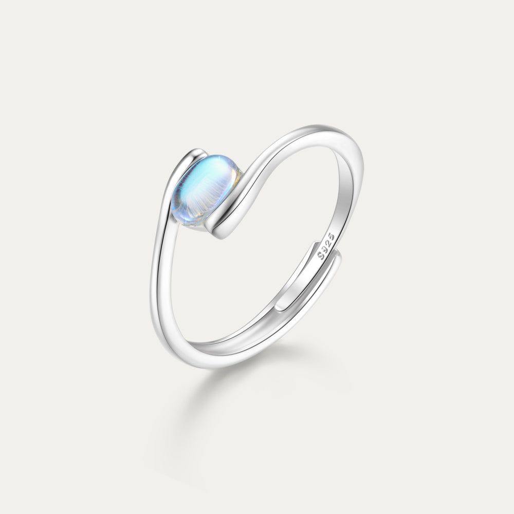 Horae moonstone high-end color ring opening adjustable ring