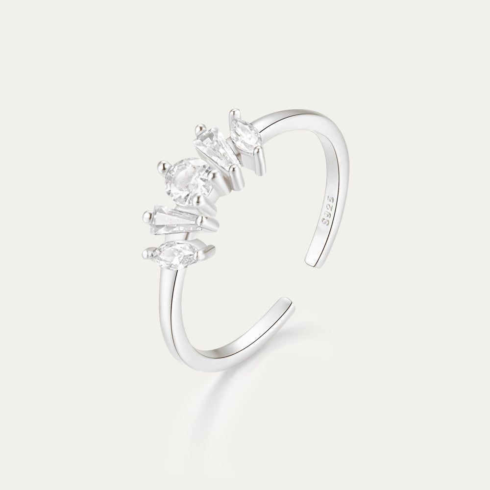 Horae S925 Micropaved Zirconia Crown Open Adjustable Ring