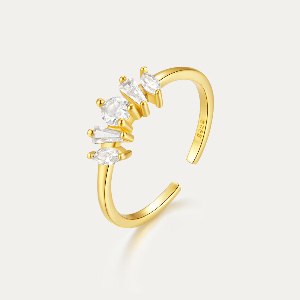 Horae S925 Micropaved Zirconia Crown Open Adjustable Ring