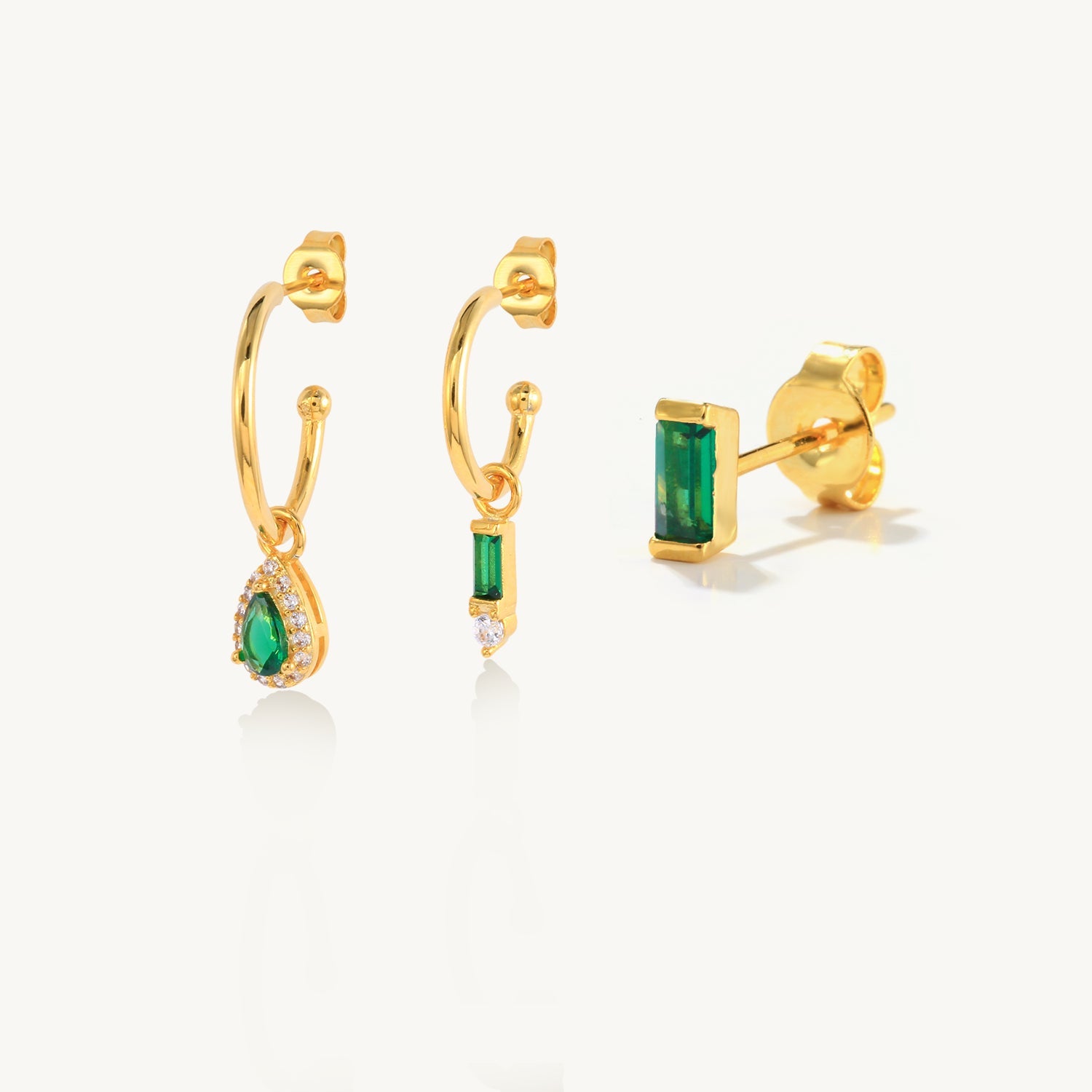 Horae S925 Colorful Stone 3-piece Earrings