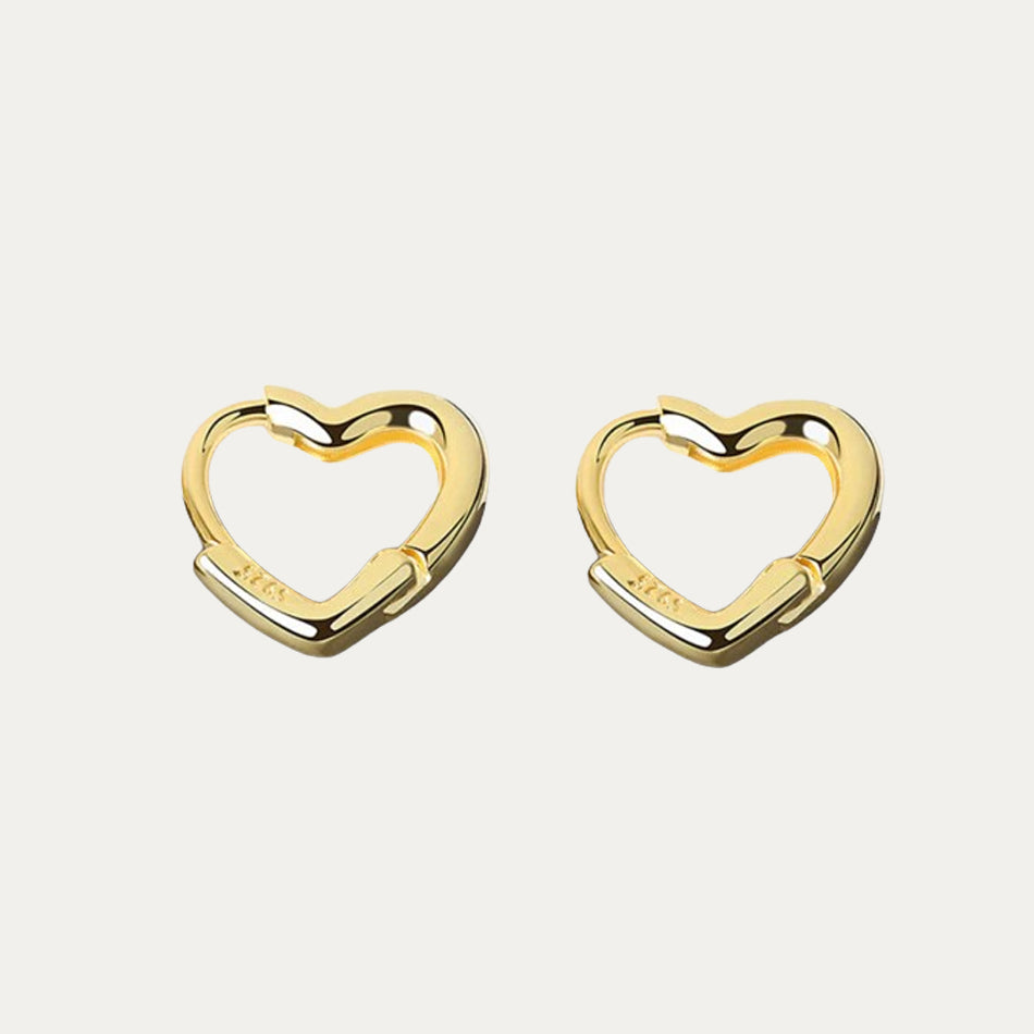 Horae 925 Sterling Silver Heart-Shaped Gold-Plated Simple Earrings