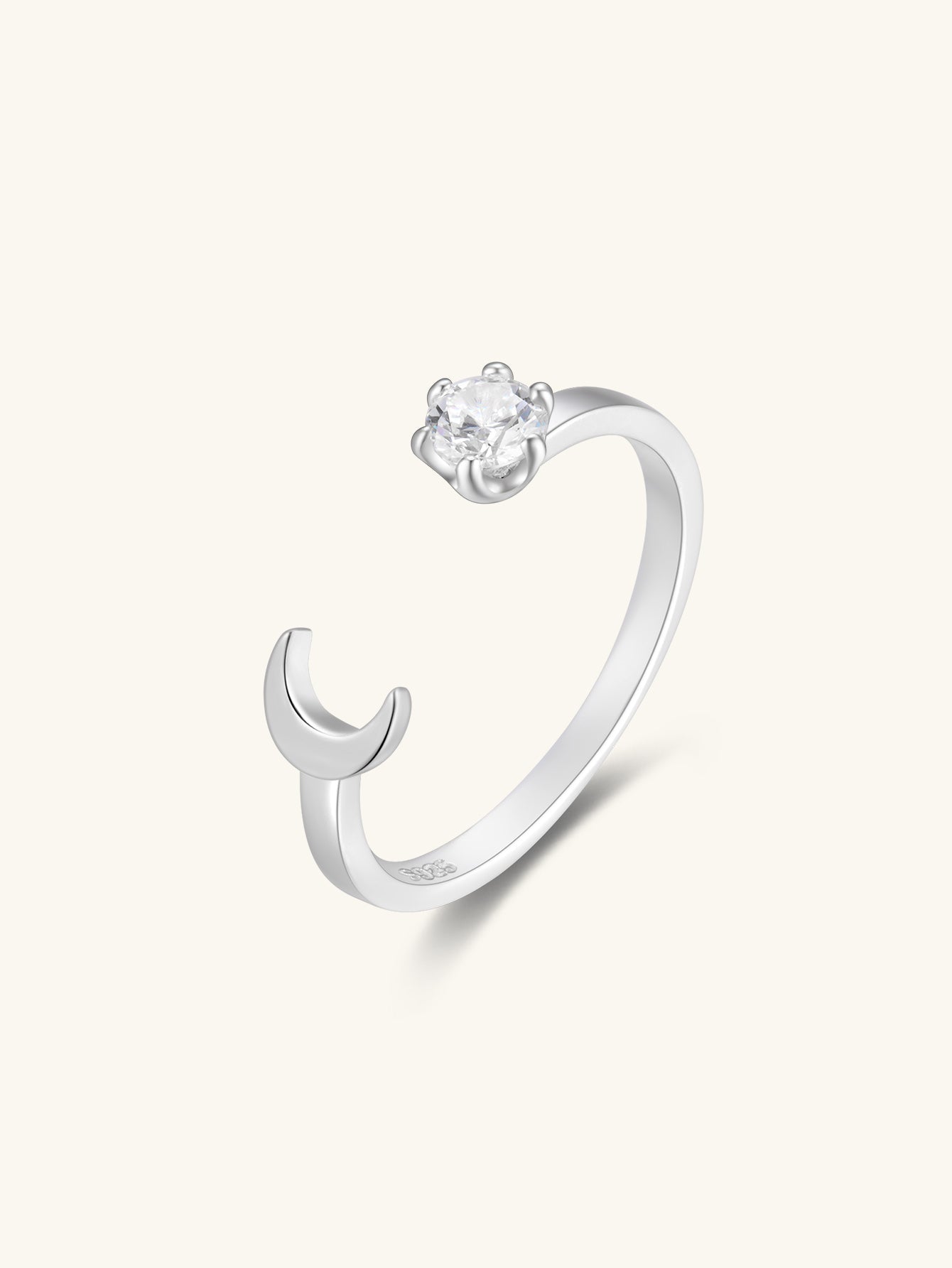 Horae S925 Sterling Silver Versatile Zircon Moon Open Ring