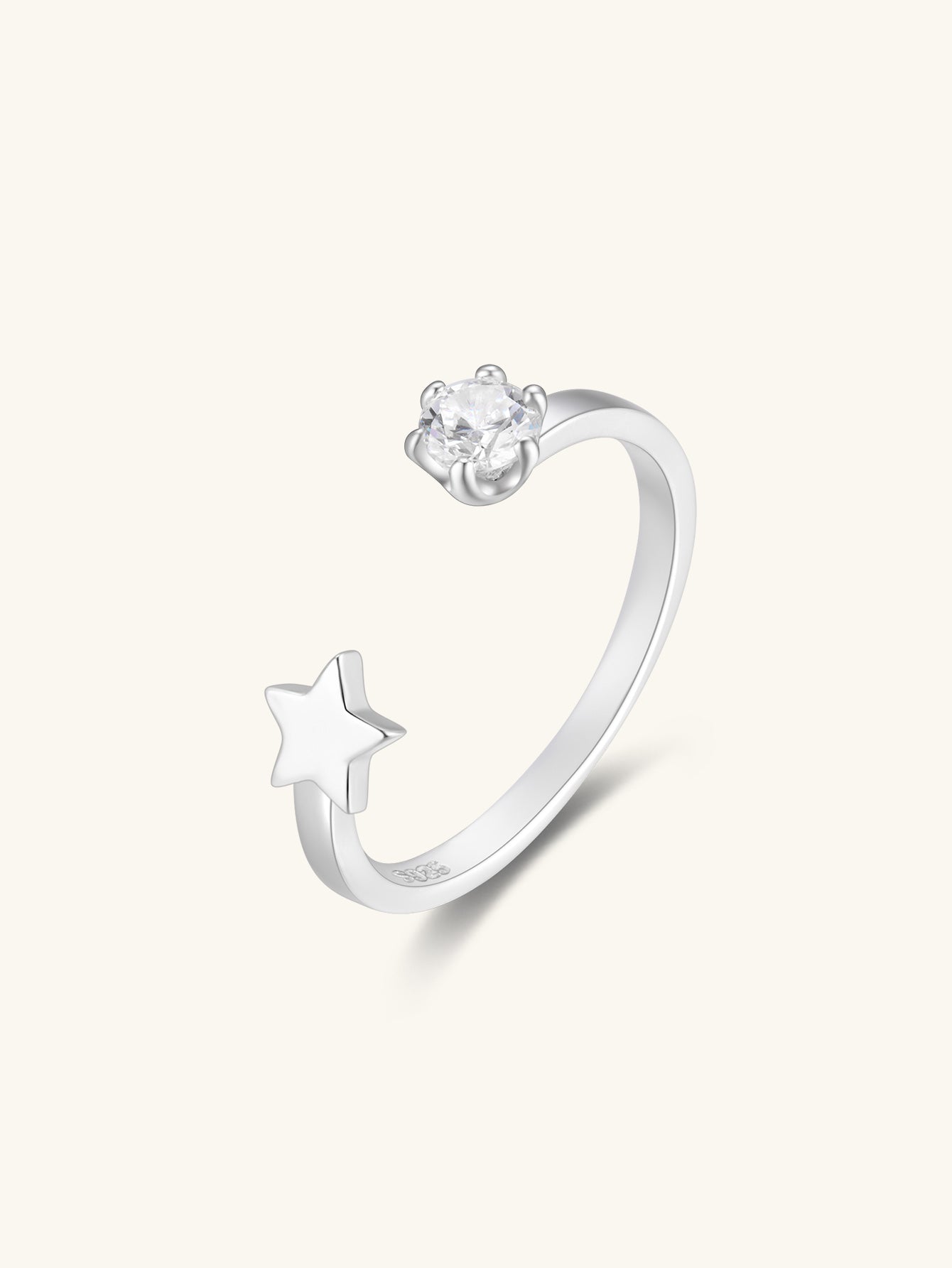 Horae S925 Sterling Silver Versatile Zircon Star Open Ring