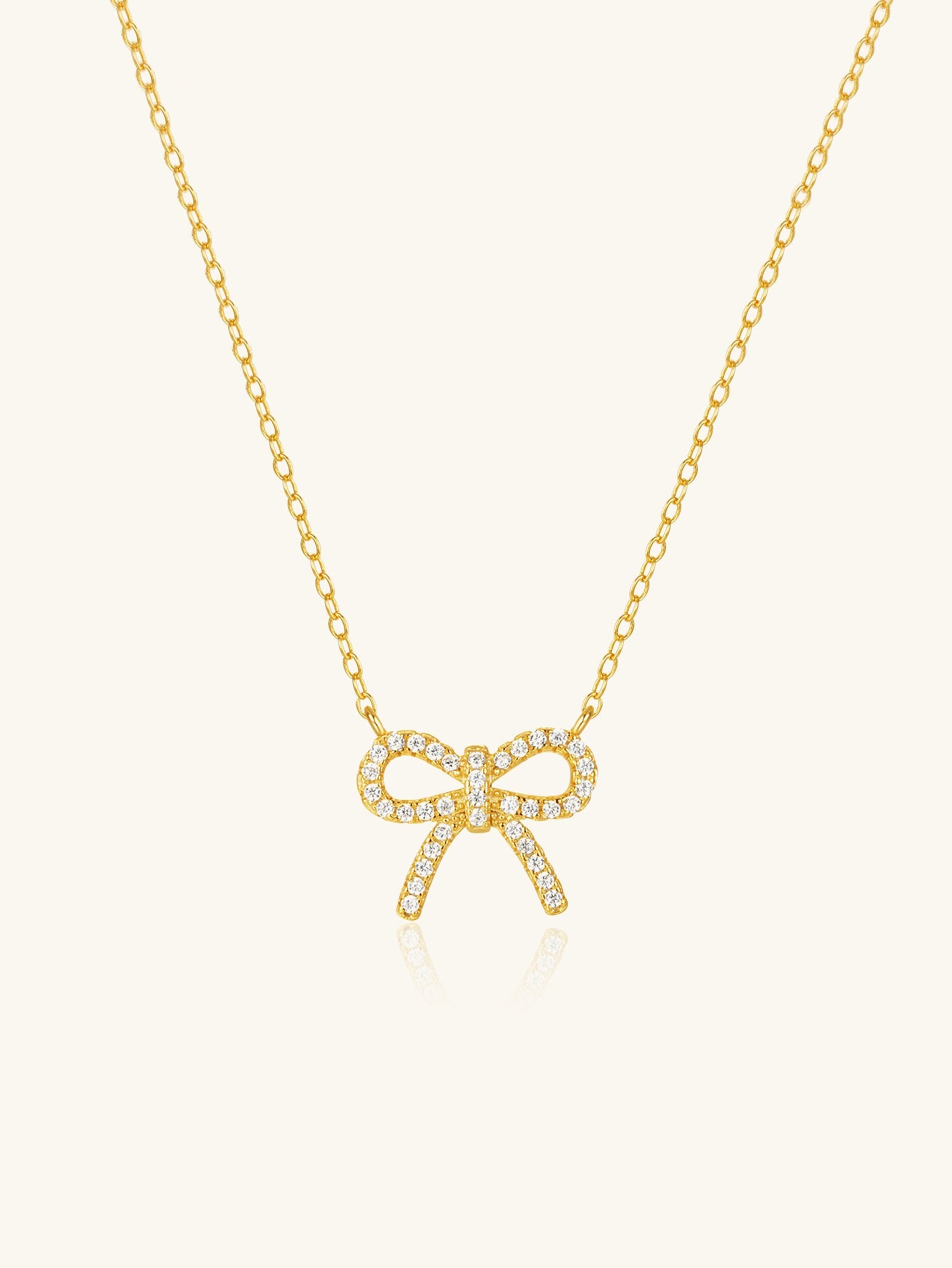 Horae S925 Bowtie Zircon Pendant Chain Necklace Women Fine Jewelry