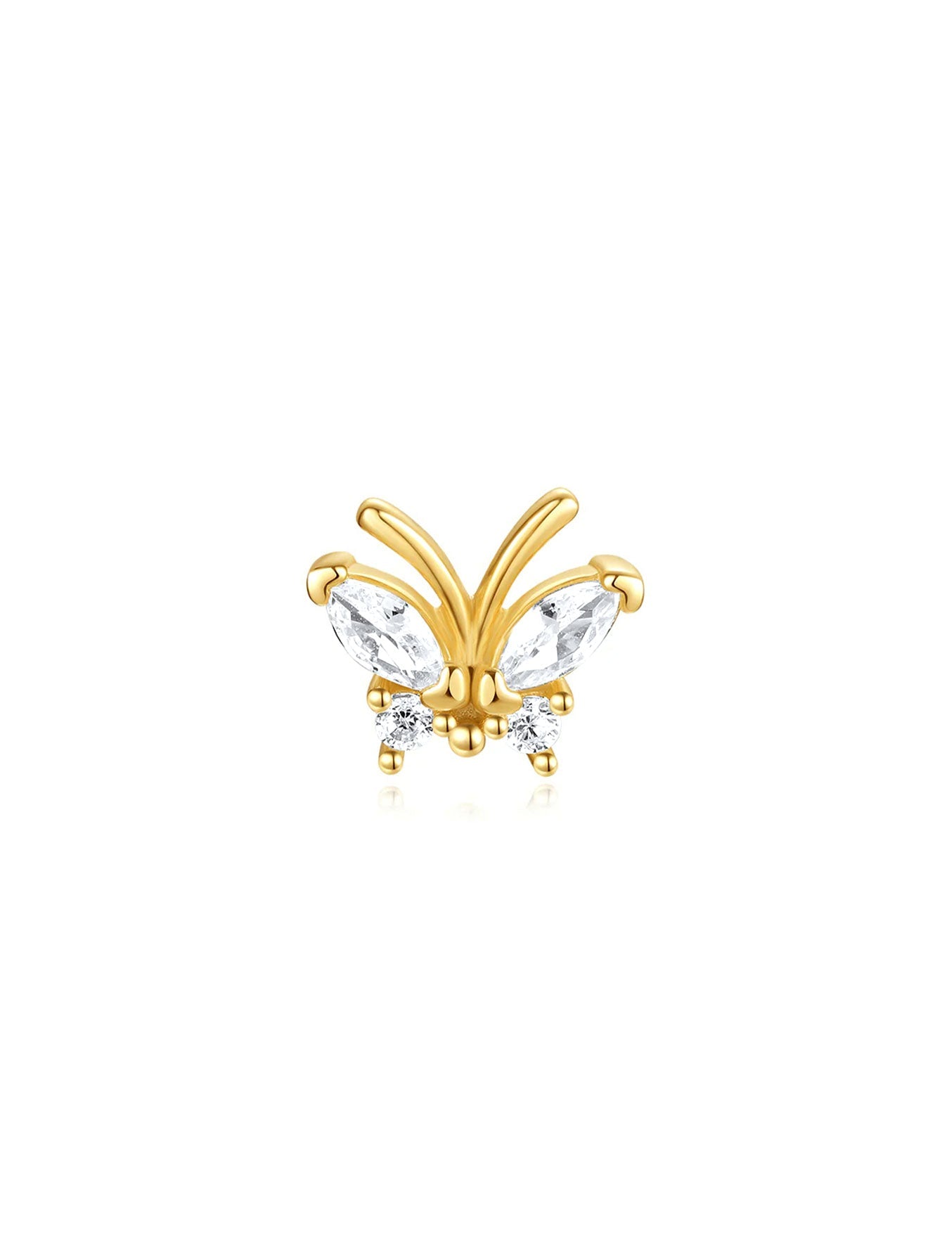 S925  Butterfly Flower Zirconia Pierced Earrings