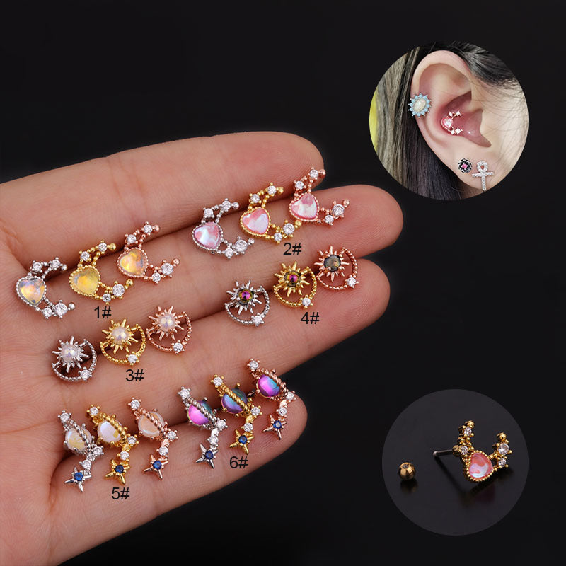 Horae colored zircon oreille osse osse nail personnalisé Piercing