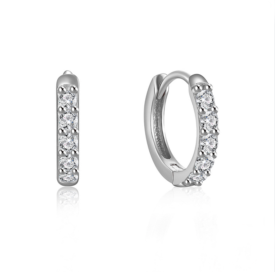 Horae 925 Sterling Silver Dainty Elegant Zircon Huggies Earring