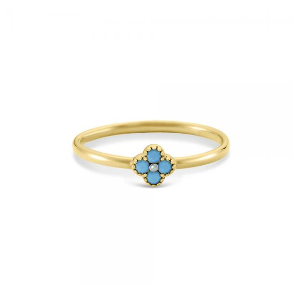 Horae Turquoise Petal Sterling Silver Wedding Ring