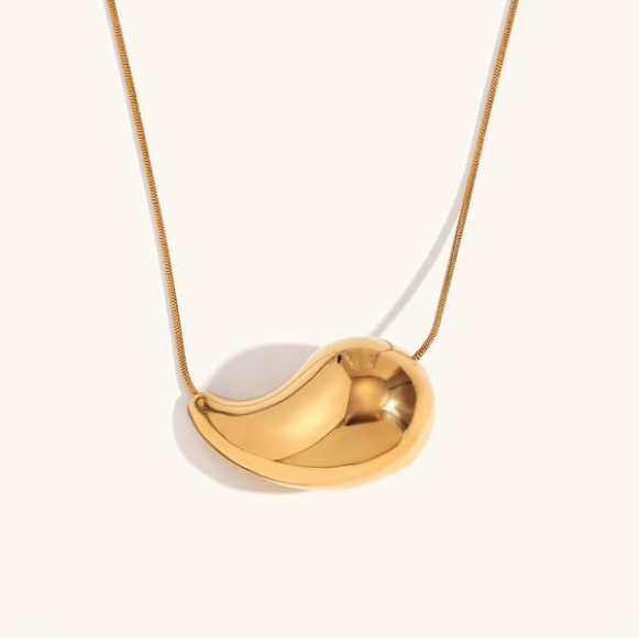 Horae Holow Waterdrop Pendant Stainless Steel Chain Necklace