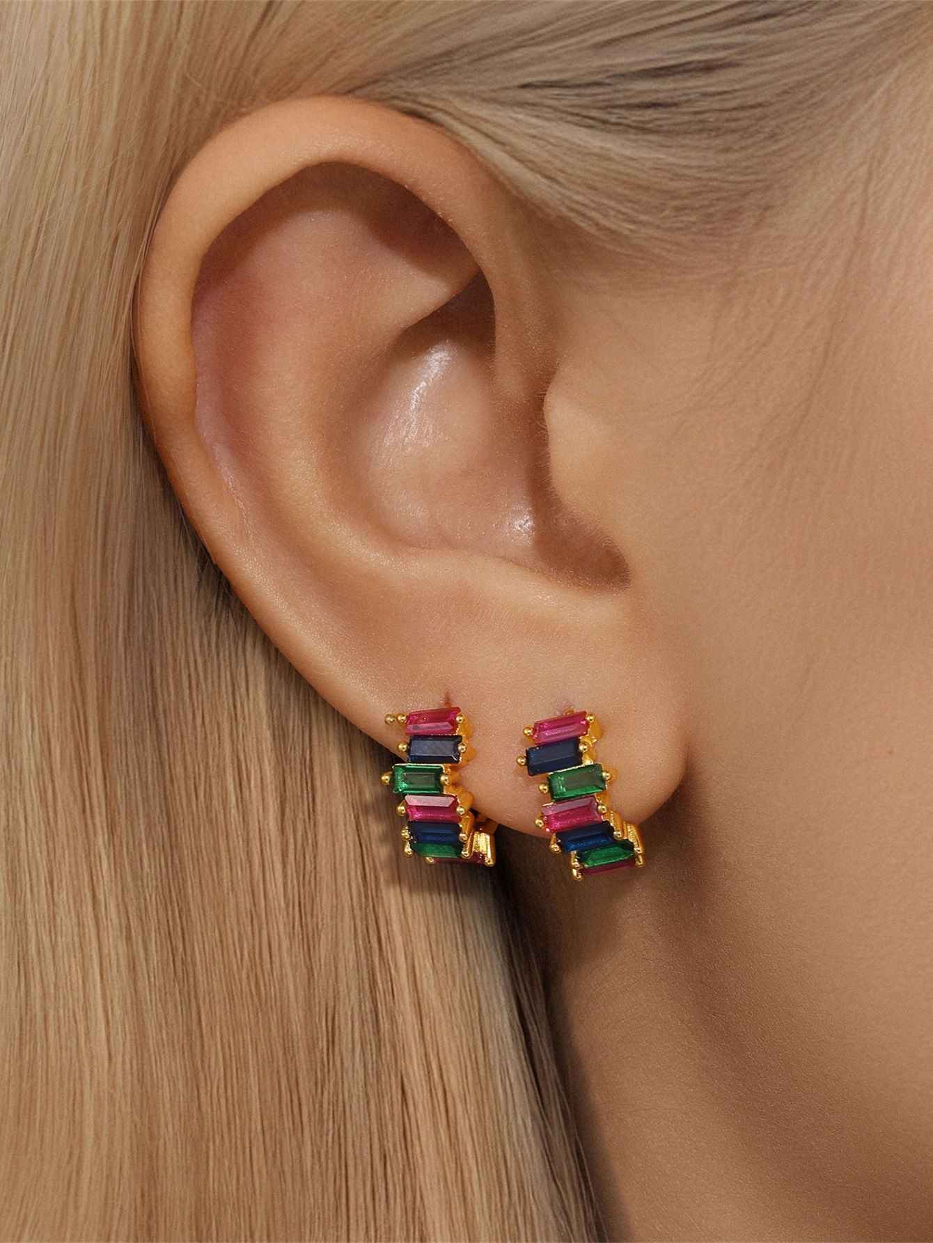 Horae Rainbow Irregular Sterling Silver Hoop Earrings