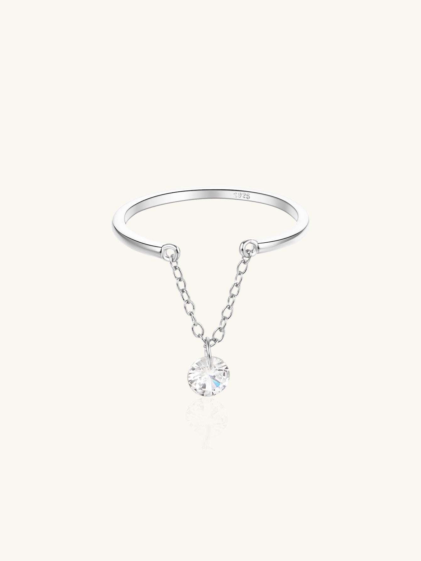 Horae Chain Open Adjustable Zircon Solitaire Engagement Ring