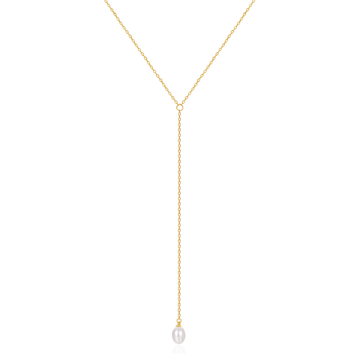 Horae Minimalist Pearl Sterling Silver Y Necklace