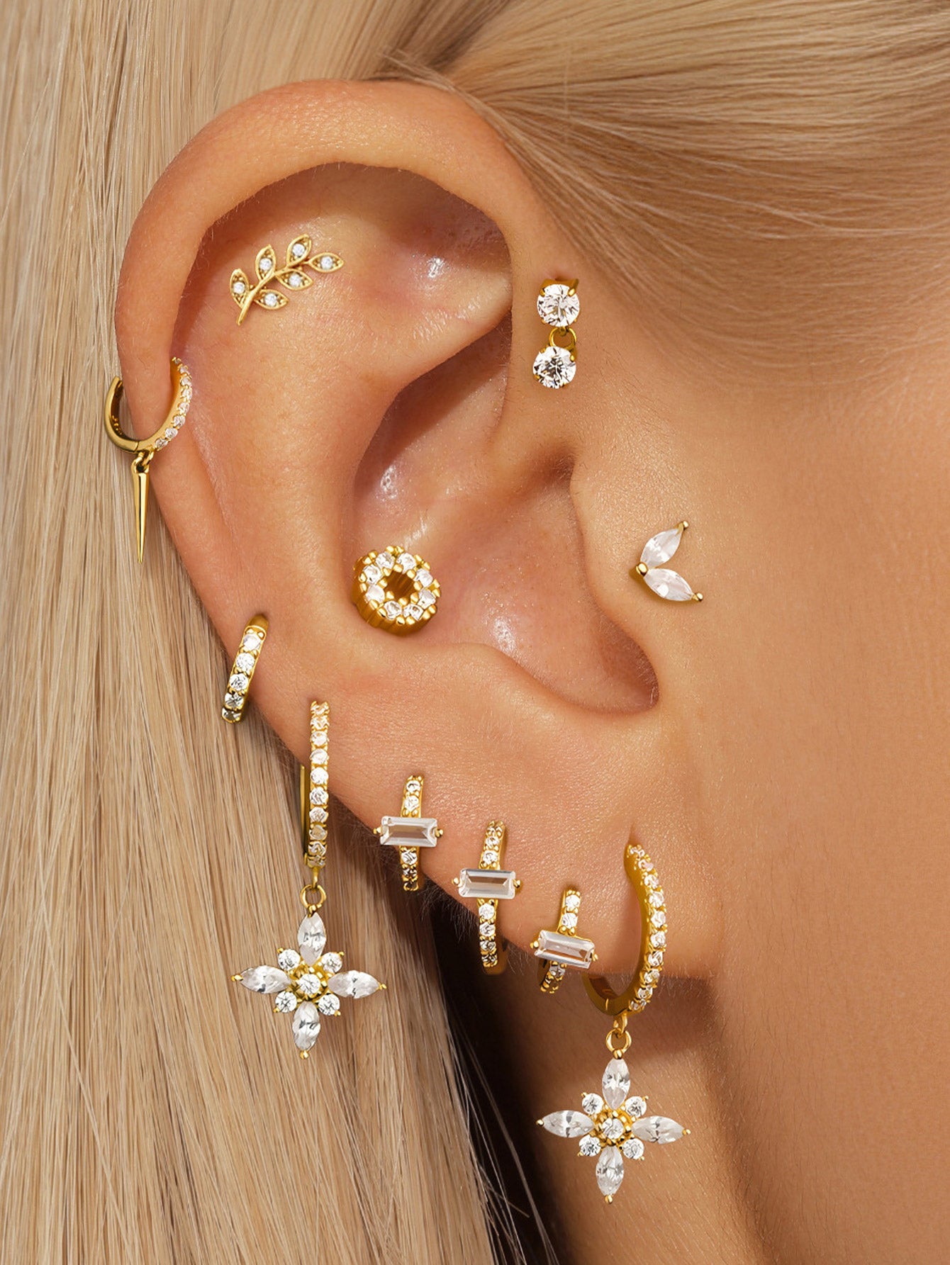 S925 Zirconia All-match Piercing Earrings