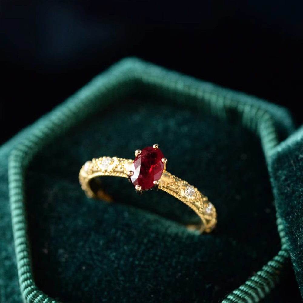 Bague de fiançailles Ruby Horae ovale