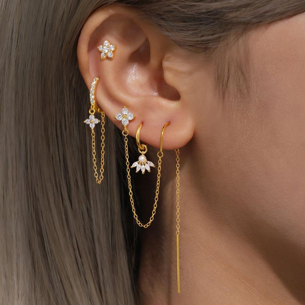 Horae S925 Chain Flower Zircon Earrings