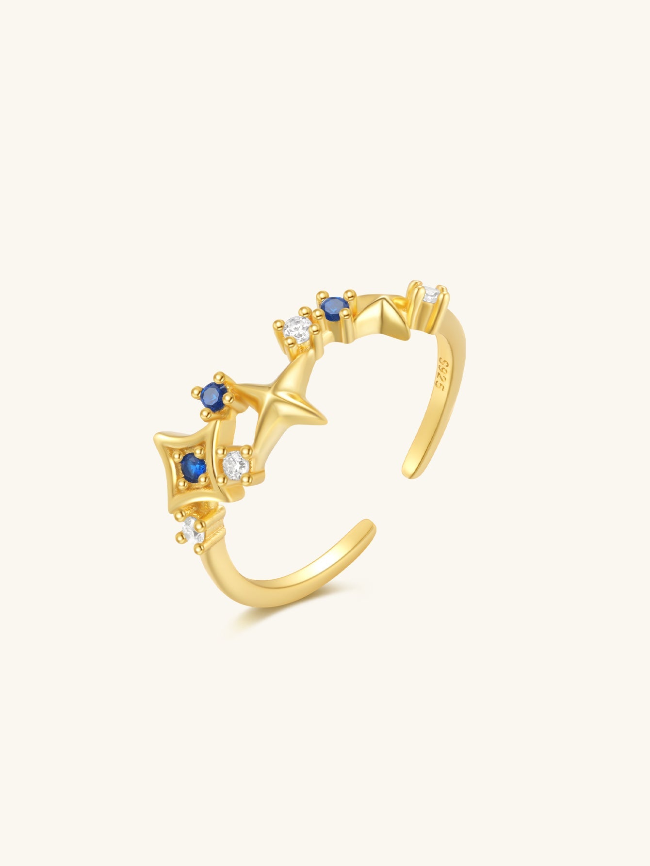 Horae S925 Blue Zircon Geometric Women Daily Casual Open Ring