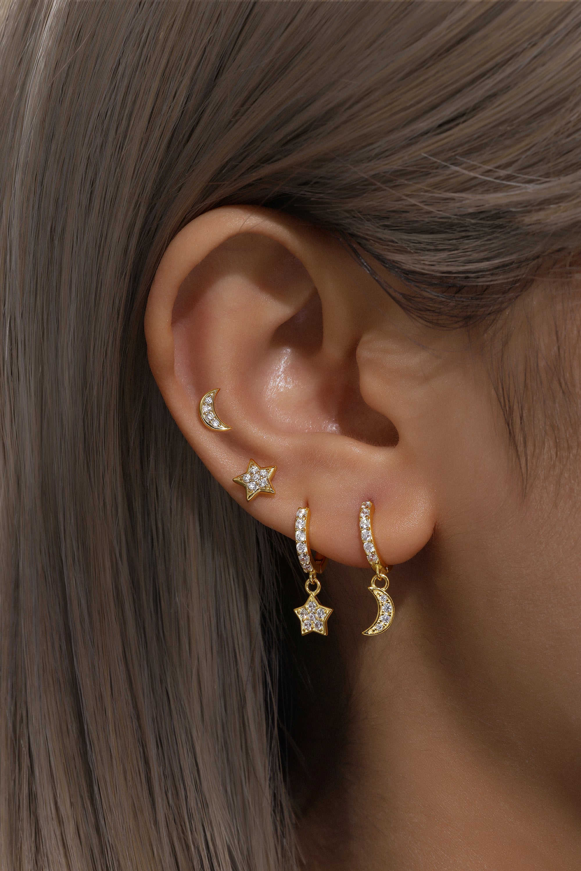 Horae Moon Star Earring Combination Series