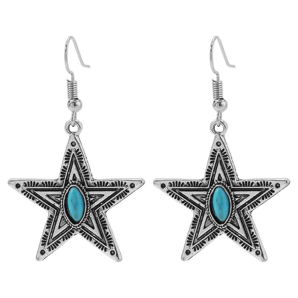 Horae Retro Literary Lace Pentagram Turquoise Earrings