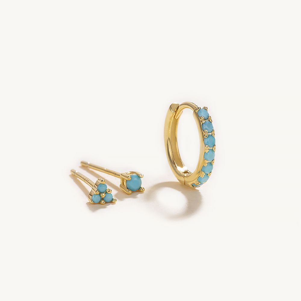 Horae Celestial Dreams Turquoise & Zircon Earring Ensemble