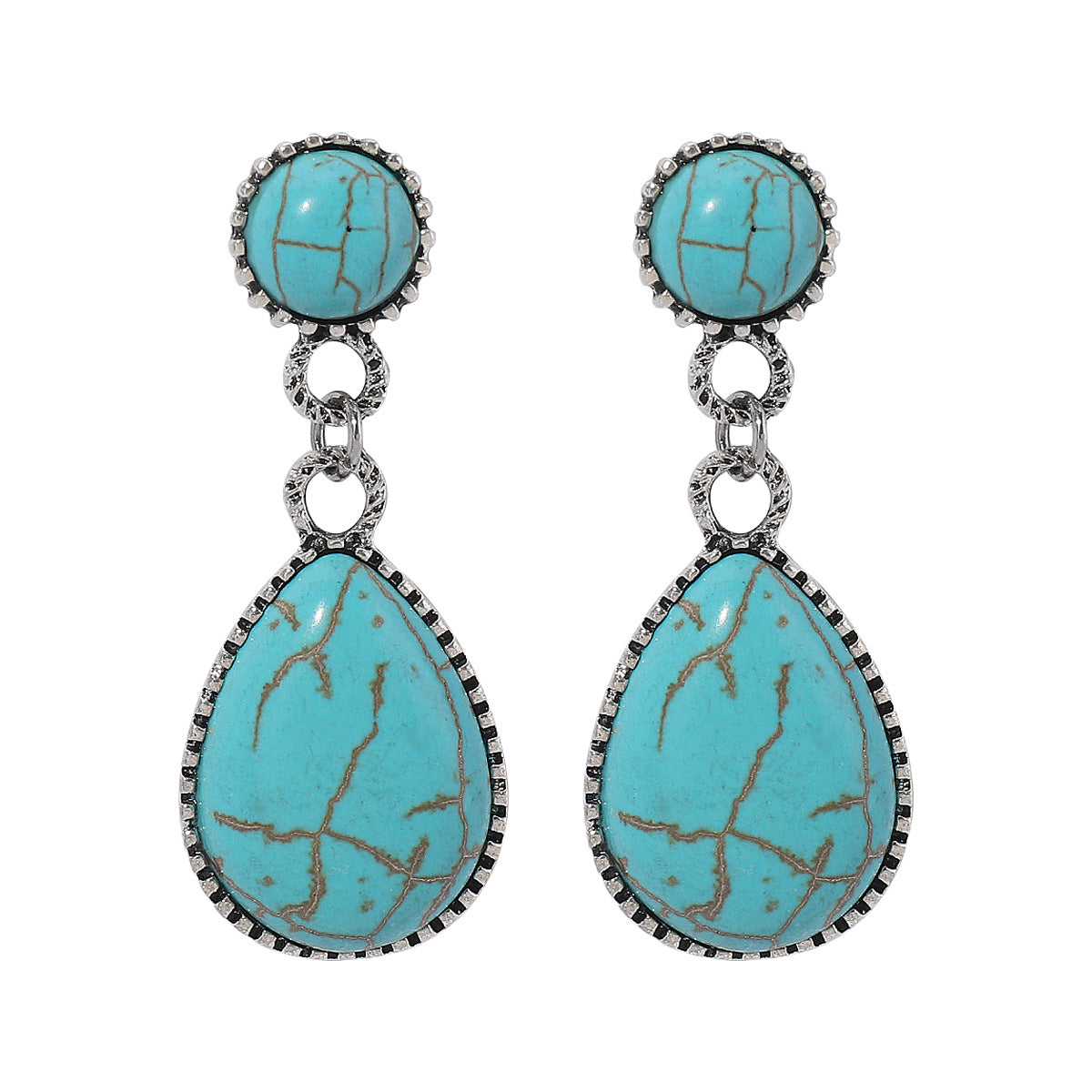 Horae Retro Literary Lace Pentagram Turquoise Earrings