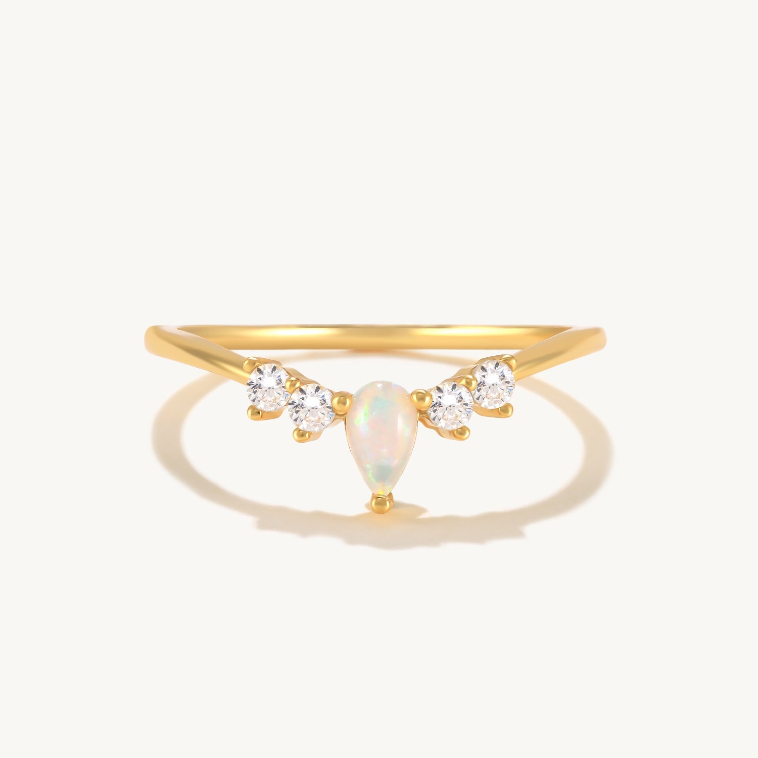 Horae V-shaped Opal Zircon Ring