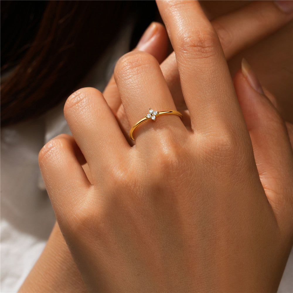 Horae Flower Zircon Ring Women Fine Jewelry