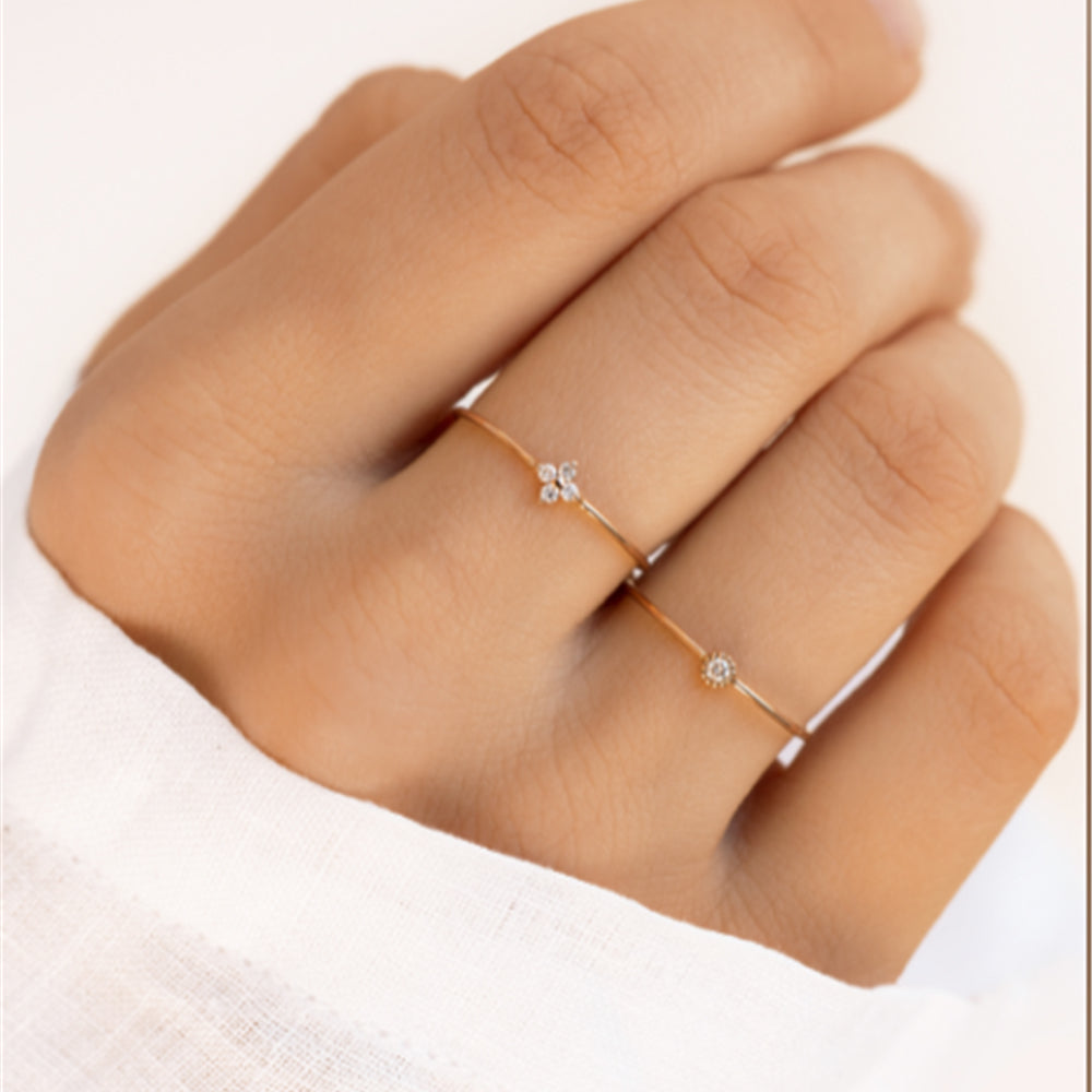 Horae Flower Zircon Ring Women Fine Jewelry