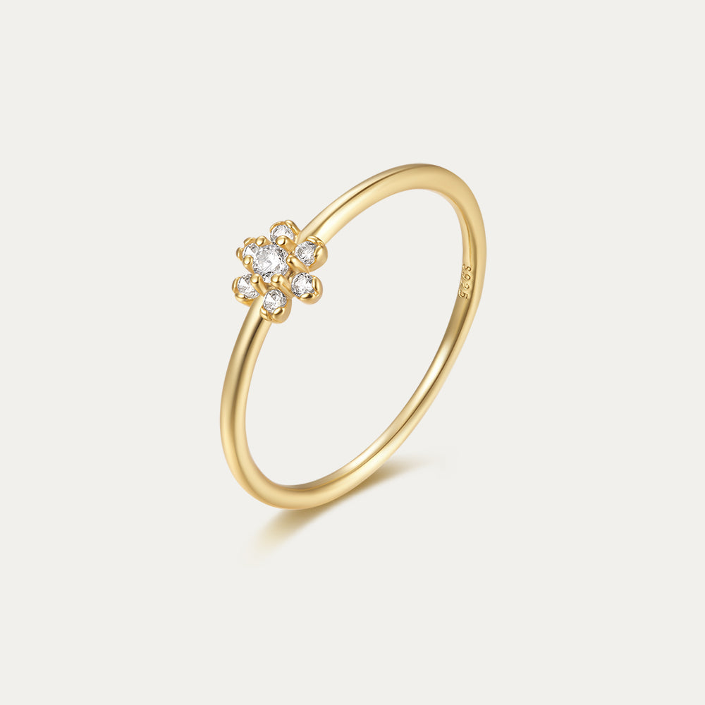 Horae Flower Zircon Engagement Ring Women Fine Jewelry