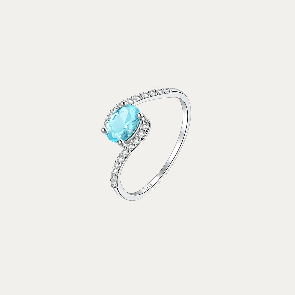 Horae 925 Sterling Silver Sky Blue Zircon Engagement Ring