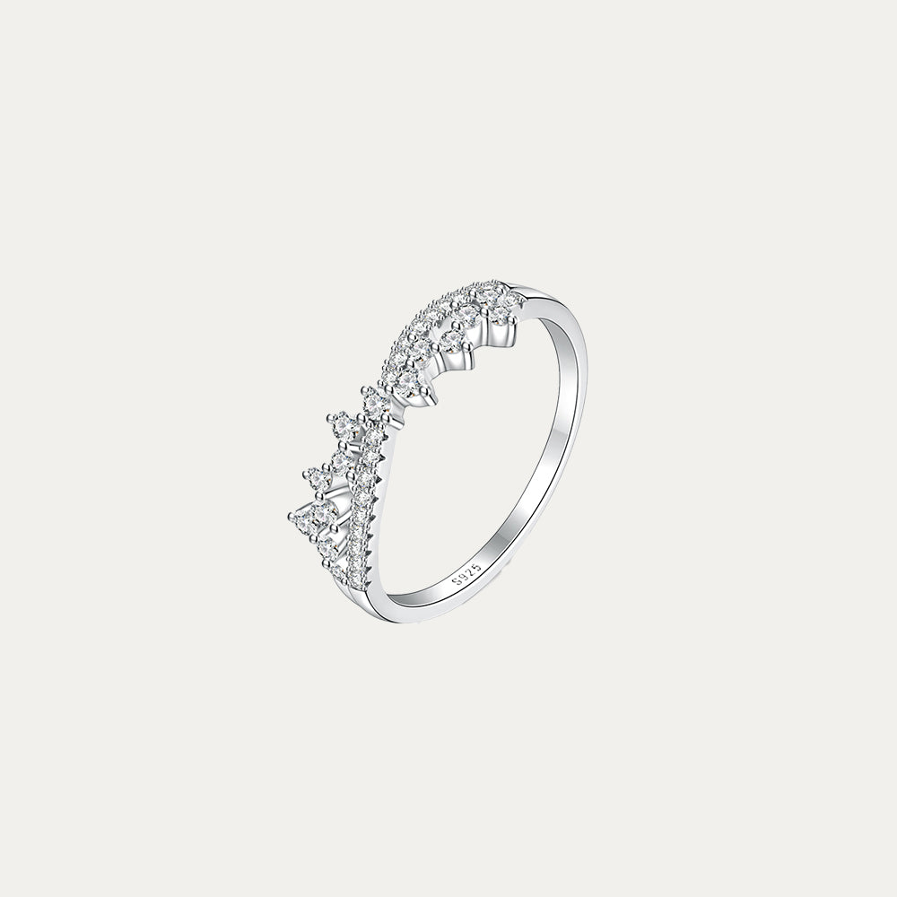 Horae 925 Sterling Silver Mini Zircon Criss Cross Engagement Ring