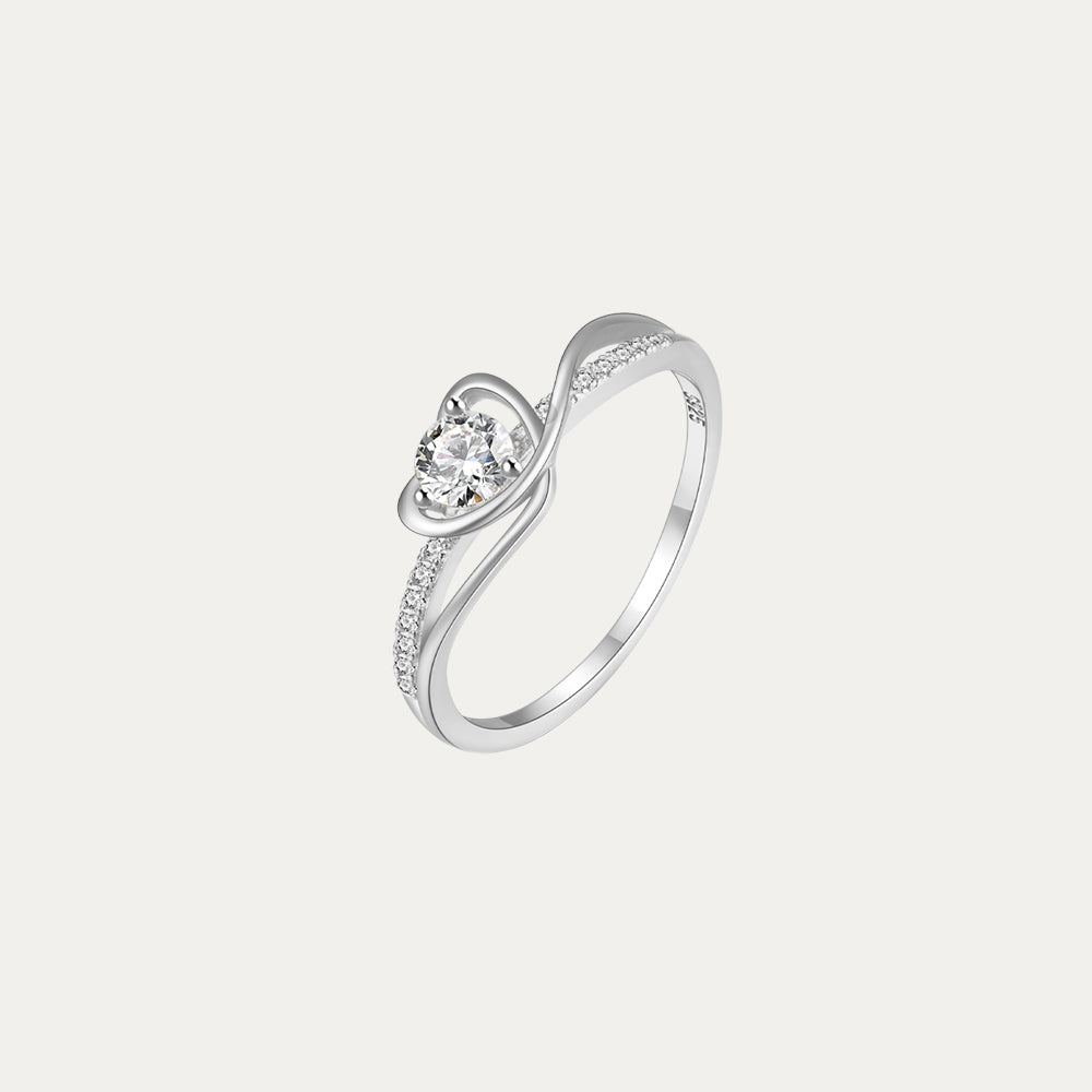 Horae 925 Sterling Silver Love Heart Zircon Ring