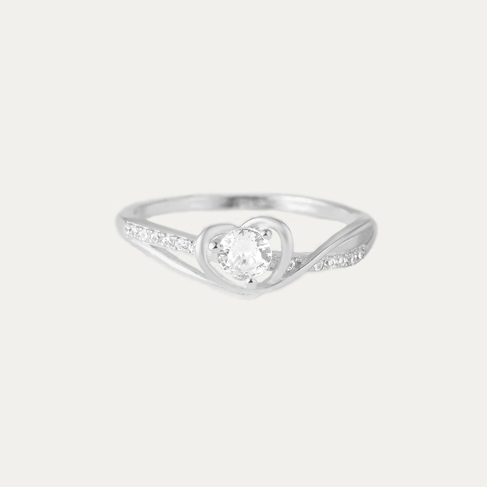 Horae 925 Sterling Silver Love Heart Zircon Ring