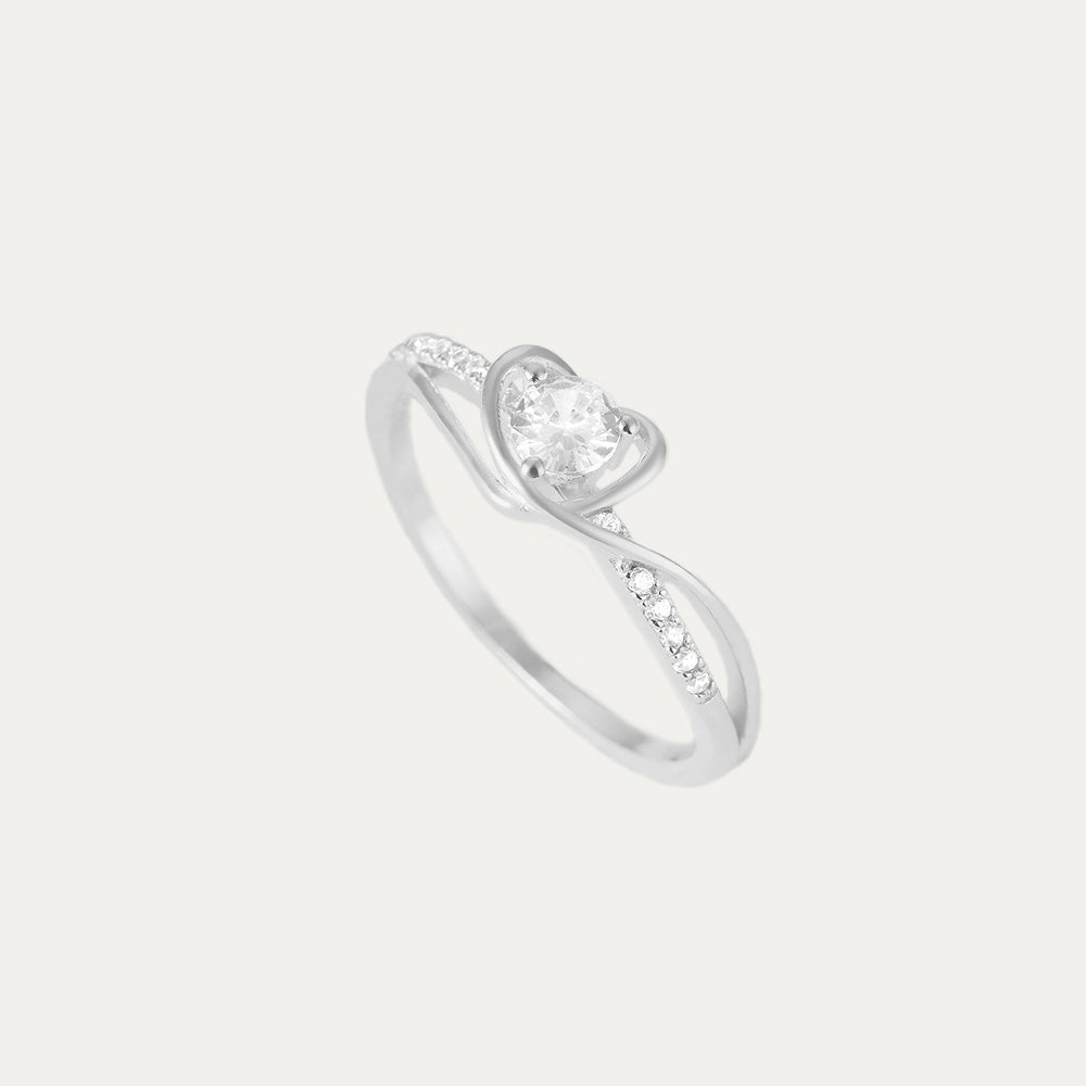 Horae 925 Sterling Silver Love Heart Zircon Ring