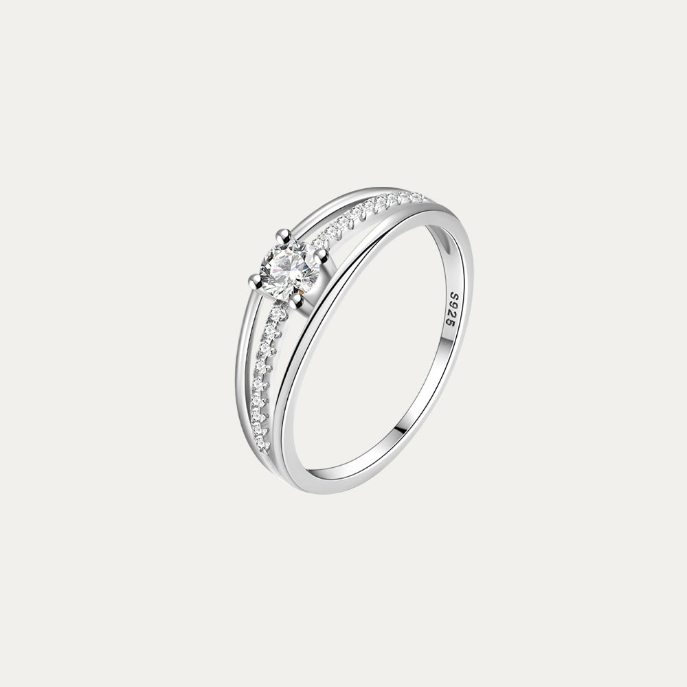 Horae 925 Sterling Silver Miini Zircon Engagement Ring