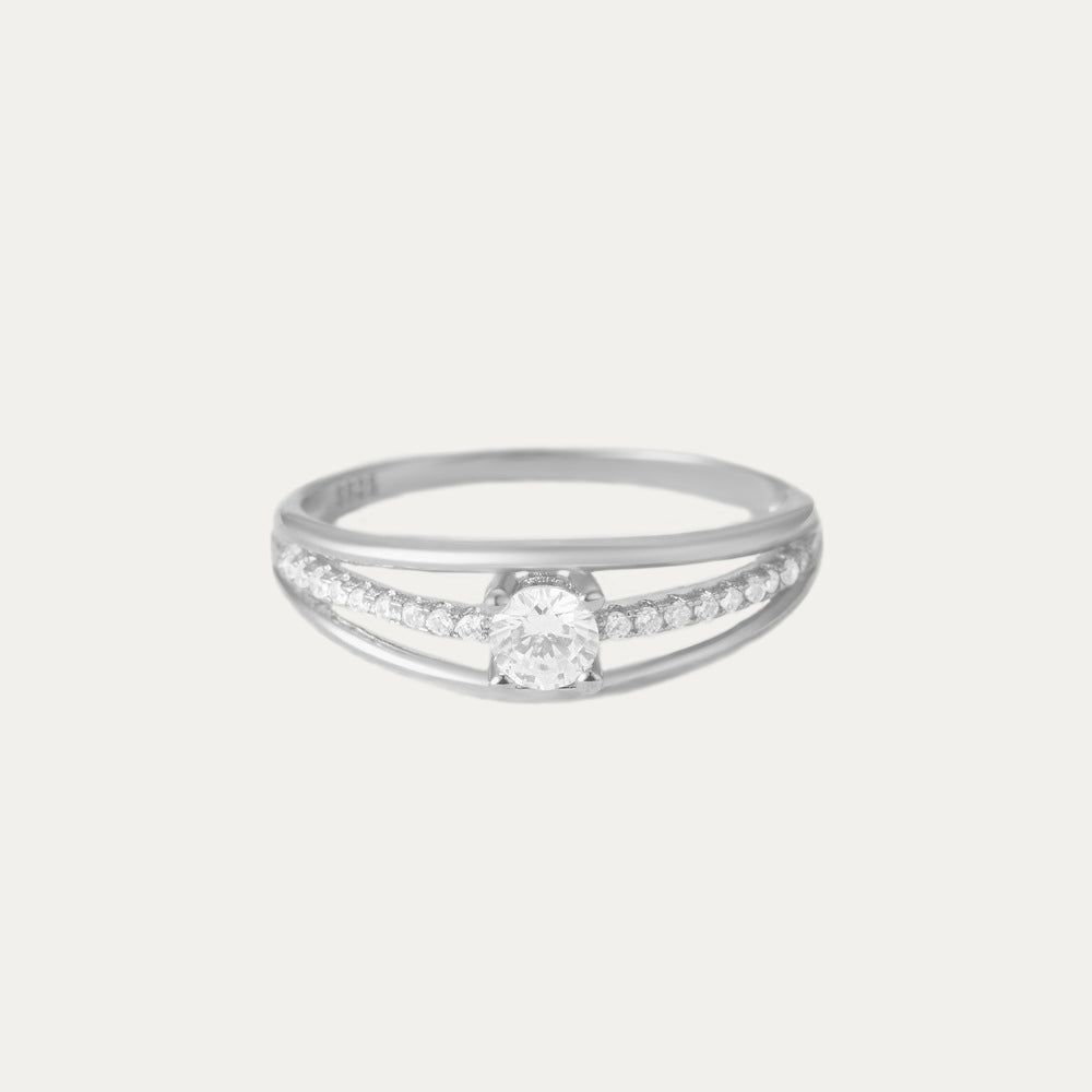 Horae 925 Sterling Silver Miini Zircon Engagement Ring