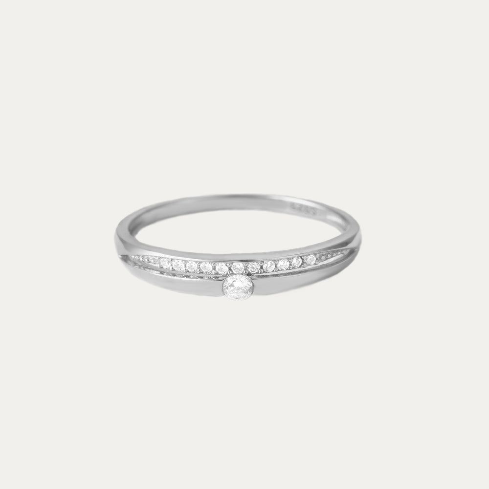 Horae 925 Sterling Silver Miini Zircon Engagement Ring