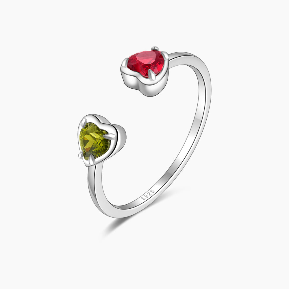 Horae 925 Sterling Silver Multicolor Heart Zircon Open Ring