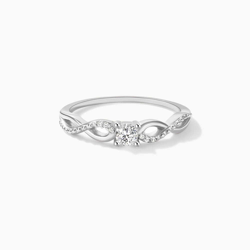 Horae 925 Sterling Silver Twisted Solitaire Zircon Wedding Ring