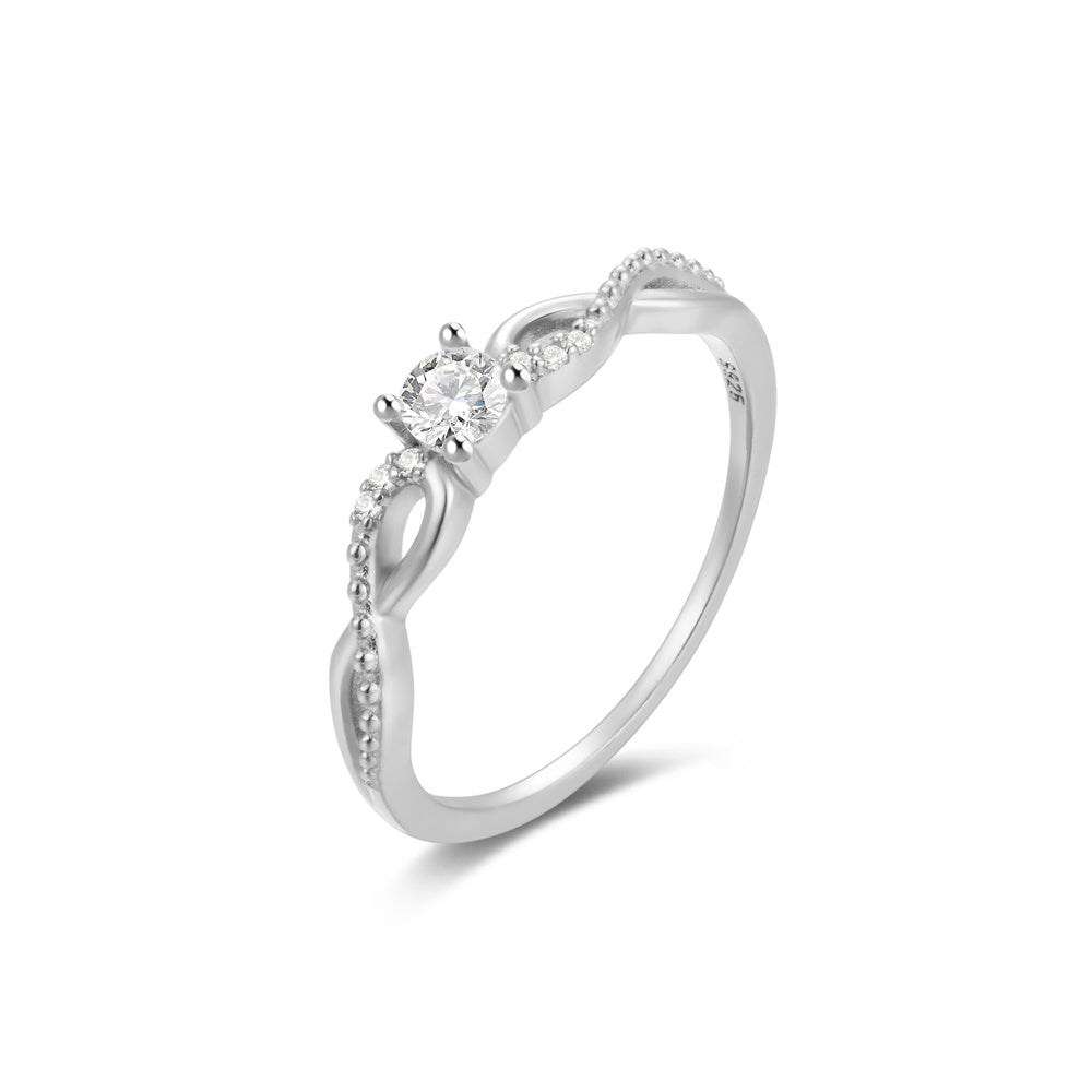 Horae 925 Siltling Twisted Solitaire Zircon Aneau de mariage