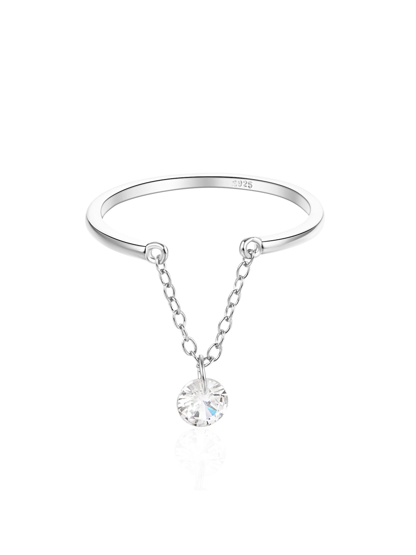 Horae Chain Open Adjustable Zircon Solitaire Engagement Ring