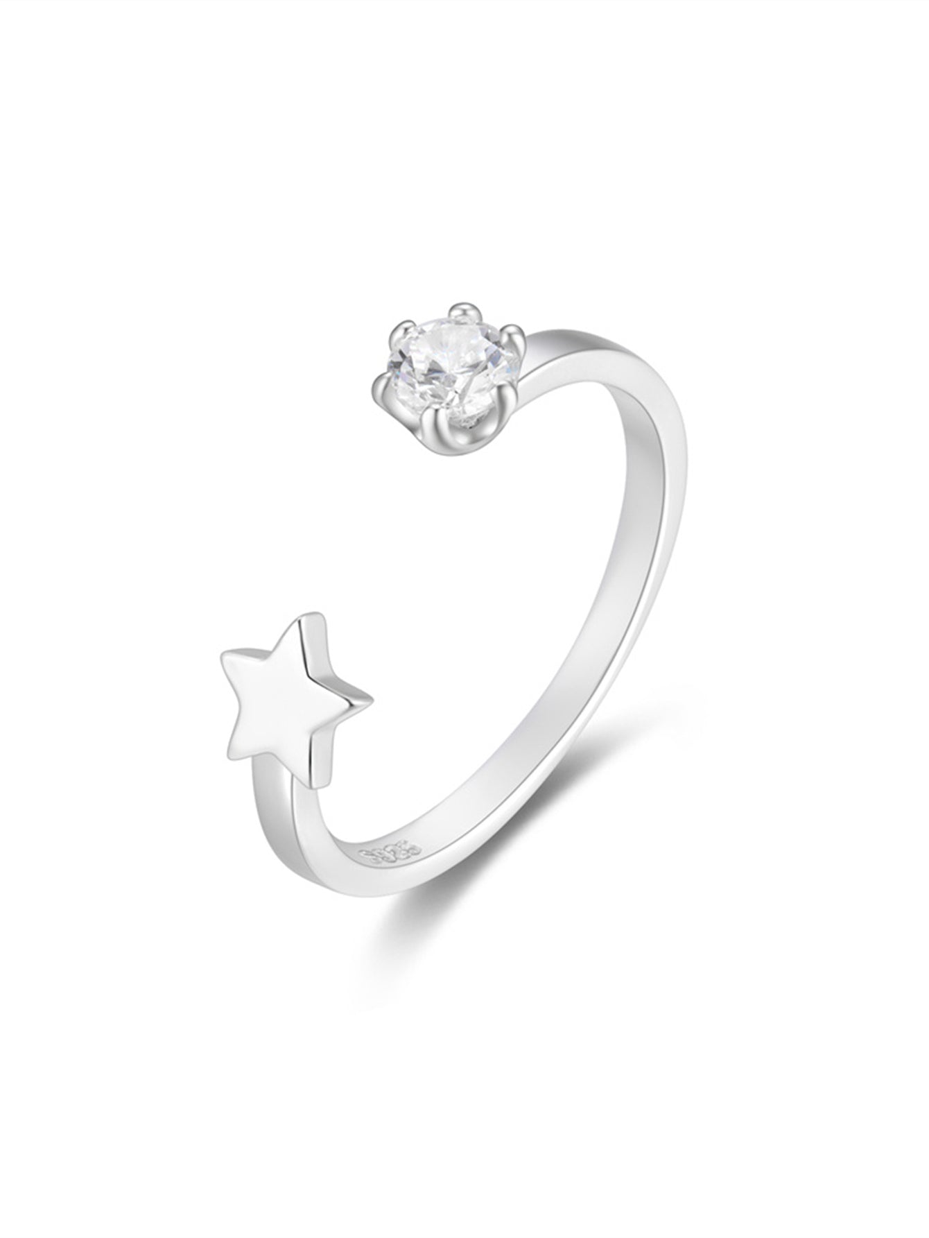 Horae S925 Sterling Silver Versatile Zircon Star Open Ring