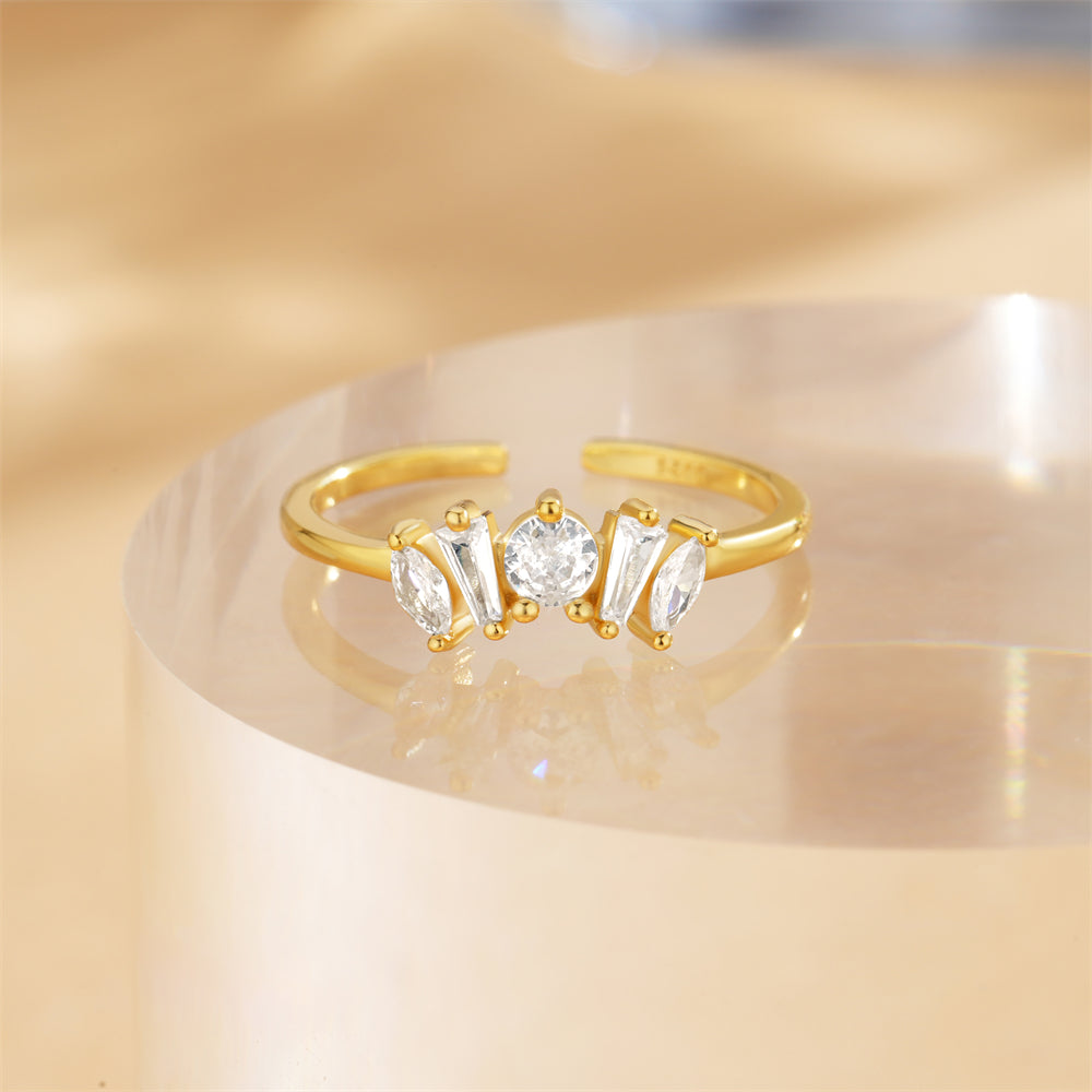 Horae S925 Micropaved Zirconia Crown Open Adjustable Ring