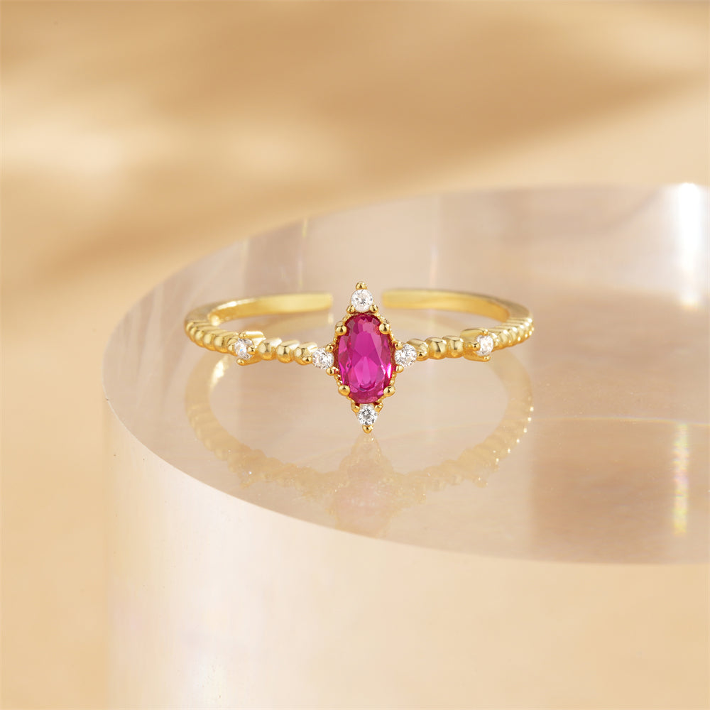 Horae ruby personalized light luxury ring with adjustable open ring