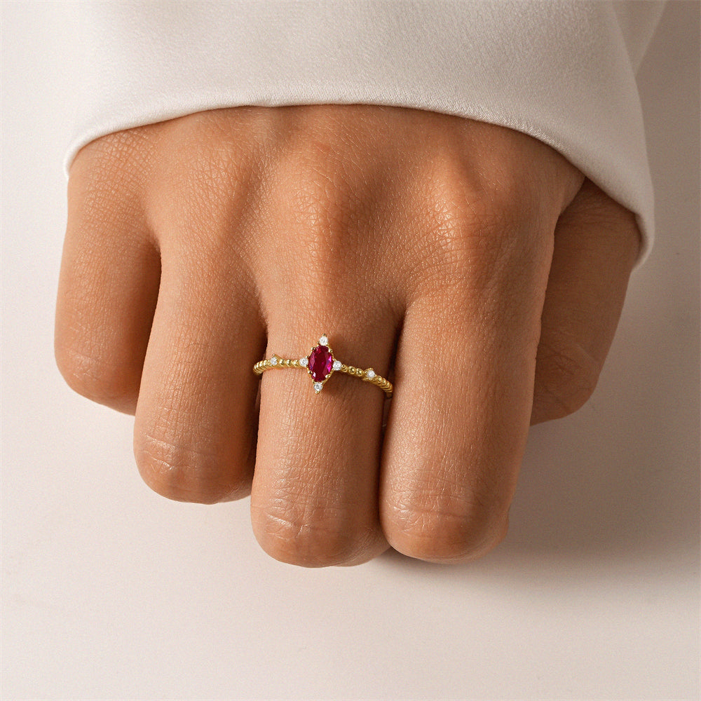 Horae ruby personalized light luxury ring with adjustable open ring