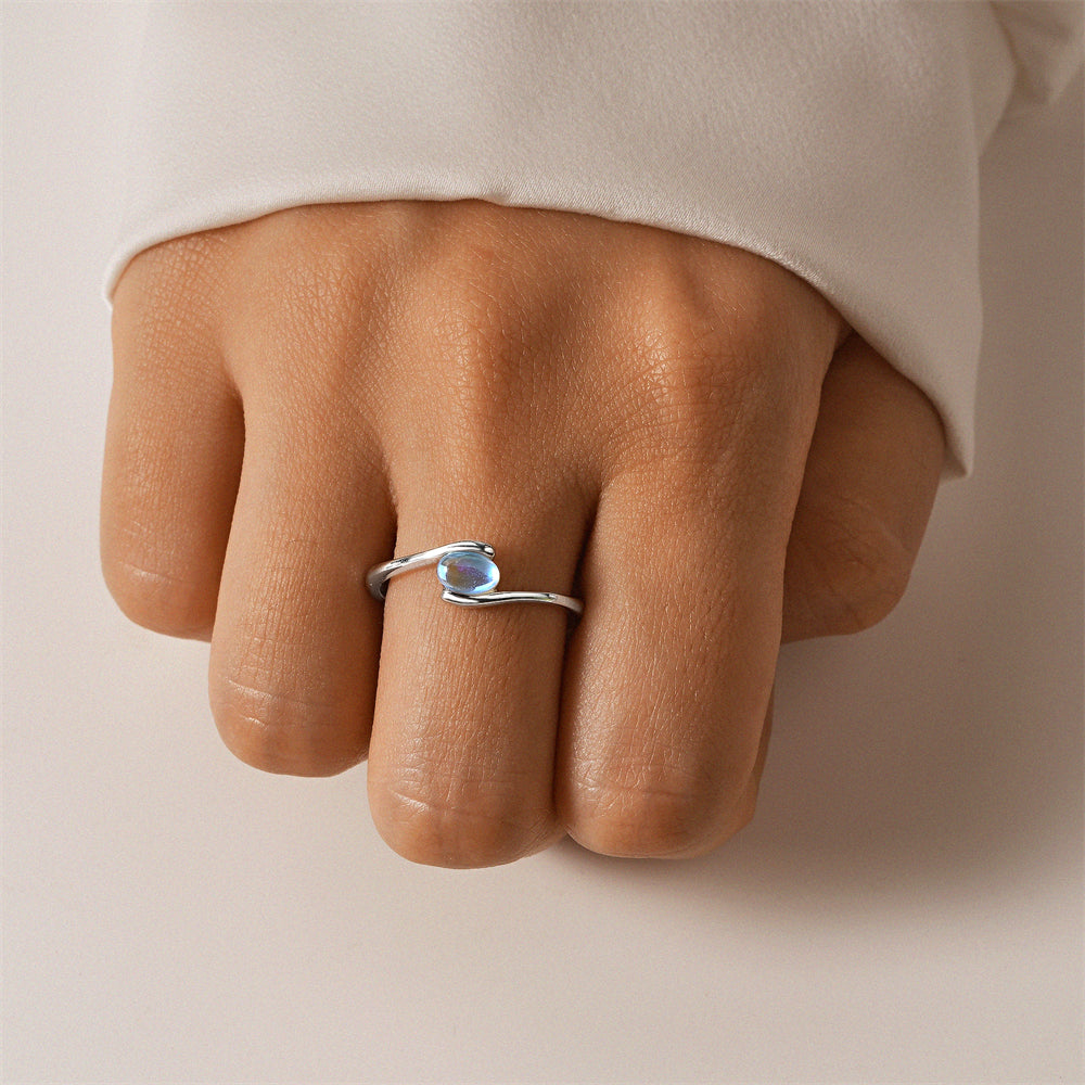 Horae moonstone high-end color ring opening adjustable ring