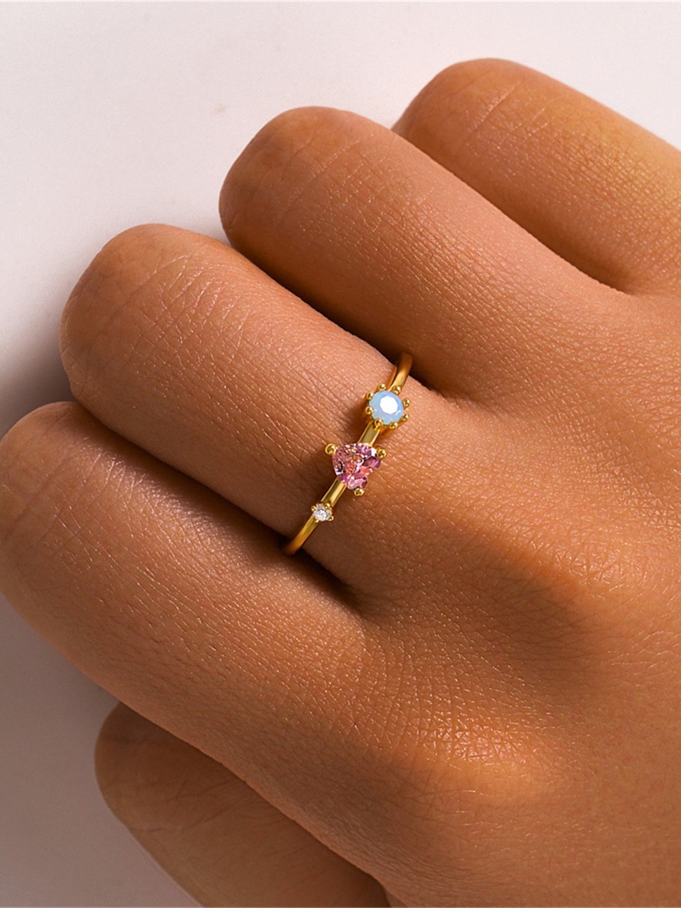 Horae S925 Pink Heart Zircon Women Elegant Wedding Open Ring