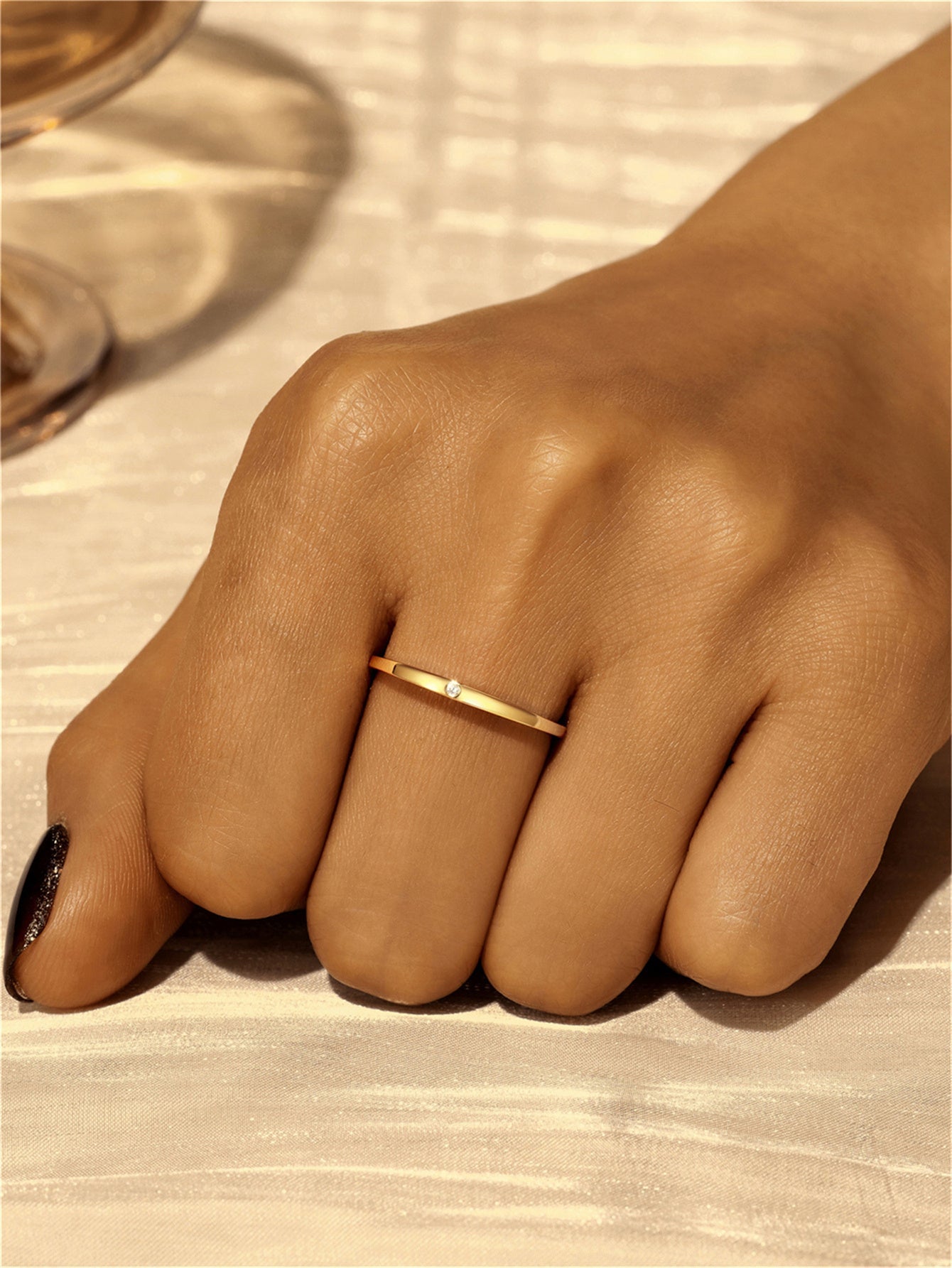 Horae 925 Sterling Silver Mini Zircon Solid Women Daily Casual Ring