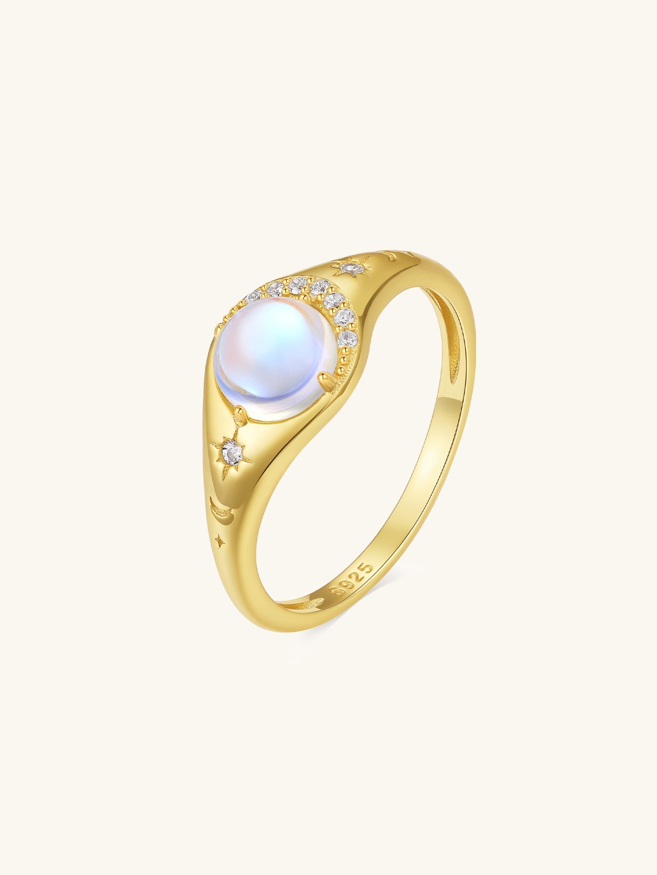 Horae 925 Sterling Silver Moonstone Luxury Wedding Ring