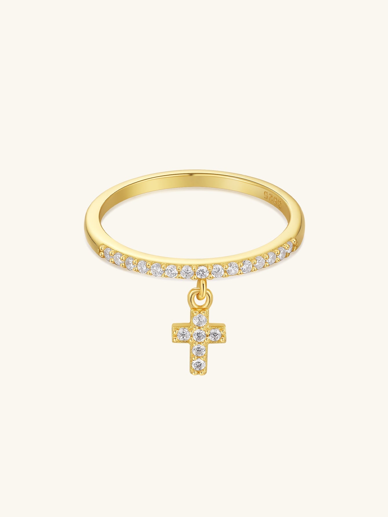 Horae 925 Sterling Silver Cross Zircon Dangle Luxury Casual Ring